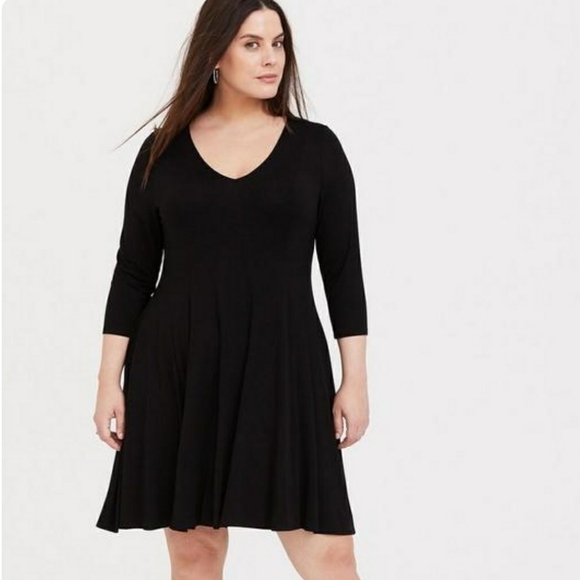 Torrid Mini Jersey Trapeze Dress Black size 2X - Picture 1 of 9